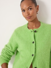 Hush Green Perrin Crew Neck Alpaca Blend Cardigan - Image 5 of 5