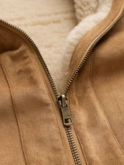 FatFace Aspen Tan Brown Petite Shearling Jacket - Image 7 of 7