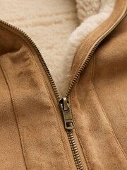 FatFace Aspen Tan Brown Petite Shearling Jacket - Image 8 of 8