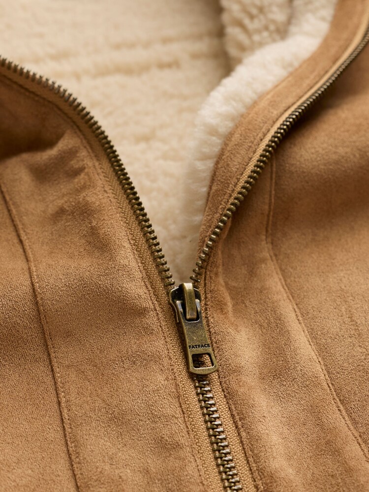 FatFace Aspen Tan Brown Petite Shearling Jacket - Image 8 of 8 FatFace Aspen Tan Brown Petite Shearling Jacket - Image 8 of 8