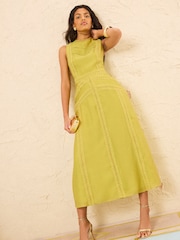 צבע ירוק בהיר - Love & Roses Lace Drop Waist Sleeveless Midi Dress - תמונה 3 מתוך 5