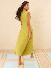 צבע ירוק בהיר - Love & Roses Lace Drop Waist Sleeveless Midi Dress - תמונה 4 מתוך 5