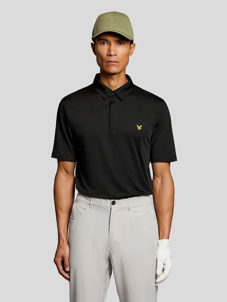 Lyle & Scott Black Golf Concealed Placket Polo Shirt - Image 1 of 6