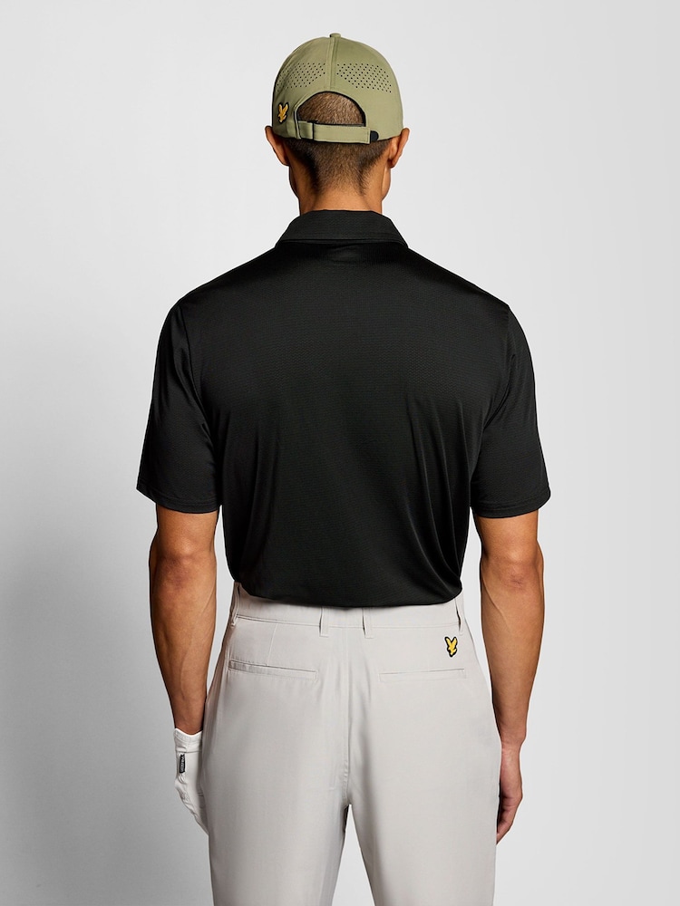 Lyle & Scott Black Golf Concealed Placket Polo Shirt - Image 2 of 6