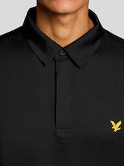Lyle & Scott Black Golf Concealed Placket Polo Shirt - Image 3 of 6
