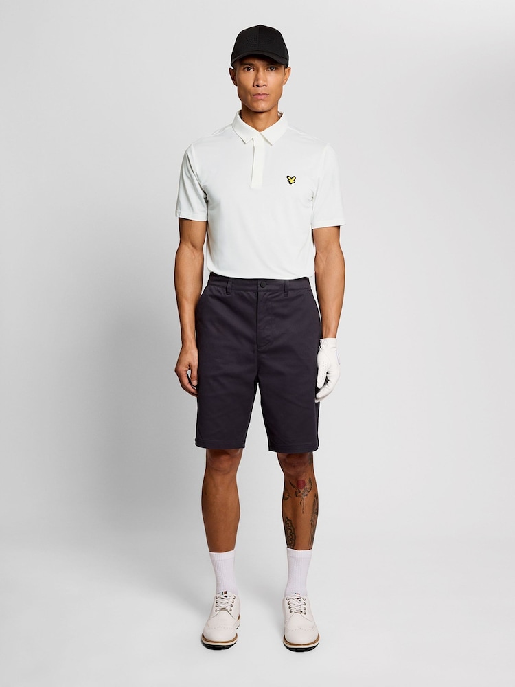 Lyle & Scott White Golf Concealed Placket Polo Shirt - Image 2 of 6