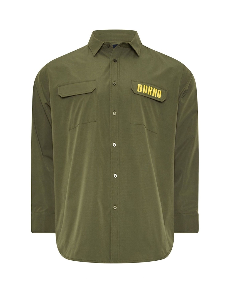 BadRhino Big & Tall Khaki Green Military Ripstop Shirt Size 4XL