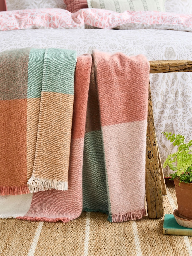 Laura Ashley Green or Pink Zoey Check Throw - Image 1 of 3 Laura Ashley Green or Pink Zoey Check Throw - Image 1 of 3