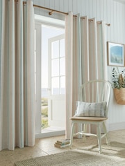 Laura Ashley Green Wickham Stripe Eyelet Curtains - Image 1 of 4