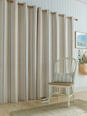 Laura Ashley Green Wickham Stripe Eyelet Curtains - Image 2 of 4
