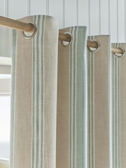 Laura Ashley Green Wickham Stripe Eyelet Curtains - Image 3 of 4