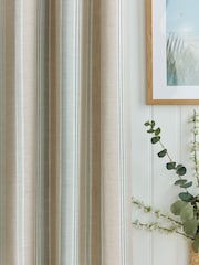 Laura Ashley Green Wickham Stripe Eyelet Curtains - Image 4 of 4