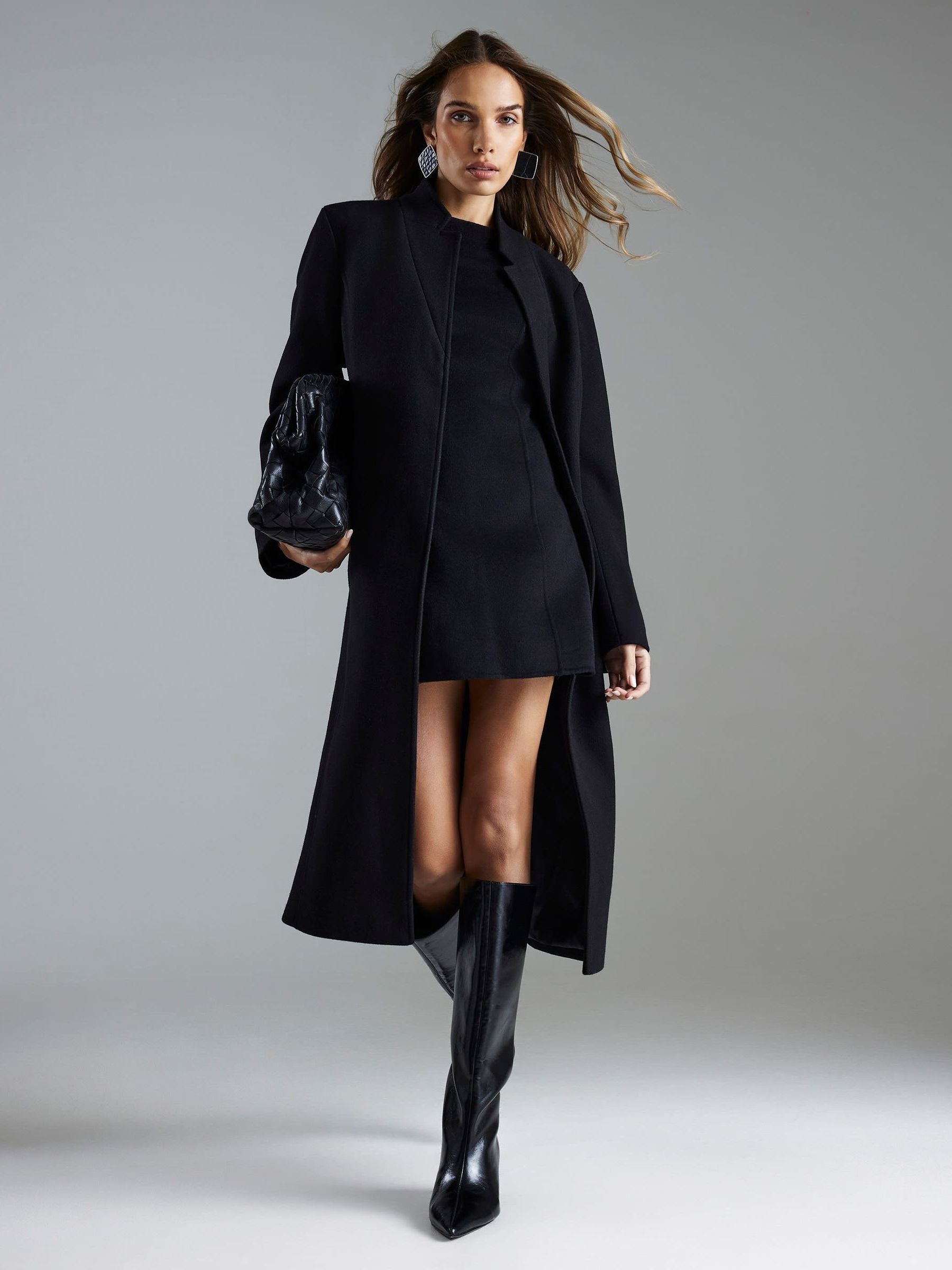 Buy River Island Black Notch Collar Belted Wrap Coat from Next USA
