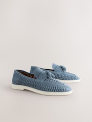 Blå - Hyttesko med kvaster i ruskind - Billede 3 af 7