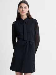 French Connection Black Arezzo Tie-Neck Shirt Dress - Image 1 of 7