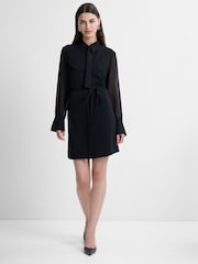 French Connection Black Arezzo Tie-Neck Shirt Dress - Image 6 of 7