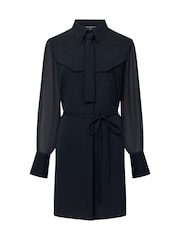 French Connection Black Arezzo Tie-Neck Shirt Dress - Image 7 of 7