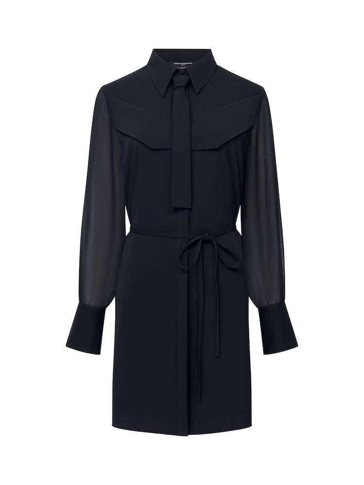 French Connection Black Arezzo Tie-Neck Shirt Dress - Image 8 of 8 French Connection Black Arezzo Tie-Neck Shirt Dress - Image 8 of 8
