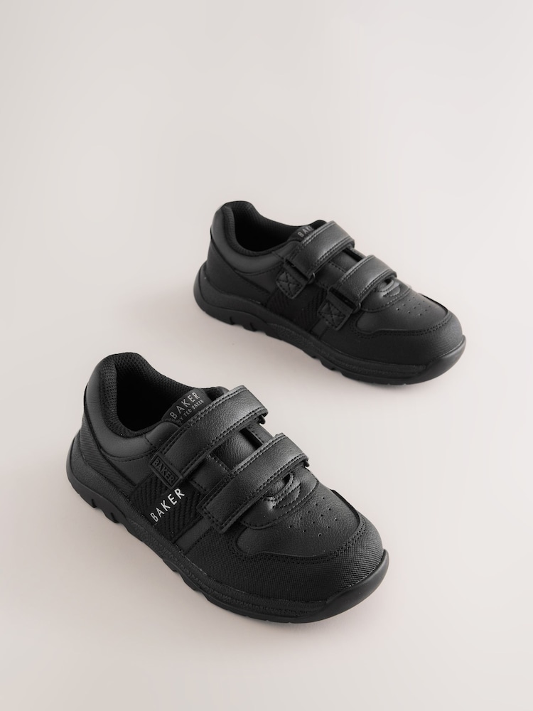 Back to School Black Branded Two Strap Touch Fastening Trainers - Image 1 of 6 Back to School Black Branded Two Strap Touch Fastening Trainers - Image 1 of 6