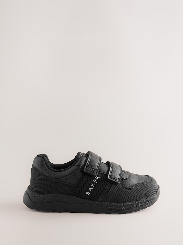 Back to School Black Branded Two Strap Touch Fastening Trainers - Image 2 of 6 Back to School Black Branded Two Strap Touch Fastening Trainers - Image 2 of 6