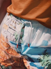 Blue Scenic Print Swim Shorts 5 Inch - Image 5 of 8