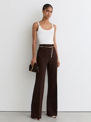 Reiss White/Camel Vinnie Stretch-Cotton Hardware-Detail Vest - Image 1 of 6