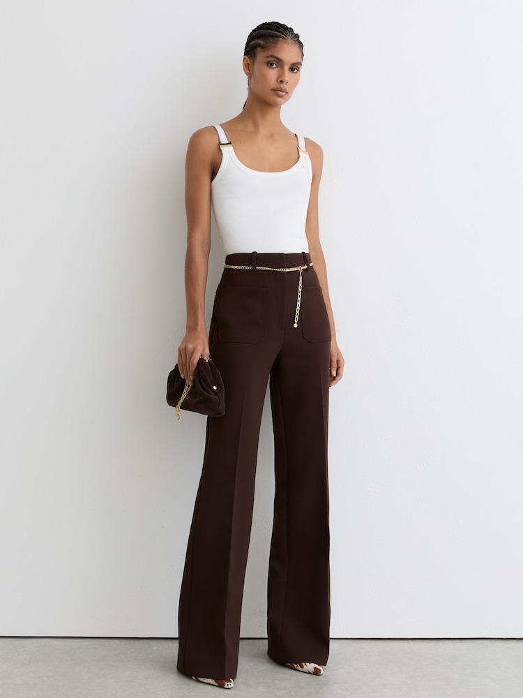 Reiss White/Camel Vinnie Stretch-Cotton Hardware-Detail Vest - Image 1 of 6 Reiss White/Camel Vinnie Stretch-Cotton Hardware-Detail Vest - Image 1 of 6