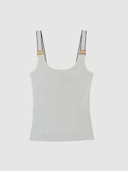 Reiss White/Camel Vinnie Stretch-Cotton Hardware-Detail Vest - Image 2 of 6