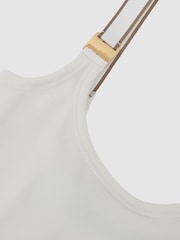 Reiss White/Camel Vinnie Stretch-Cotton Hardware-Detail Vest - Image 6 of 6
