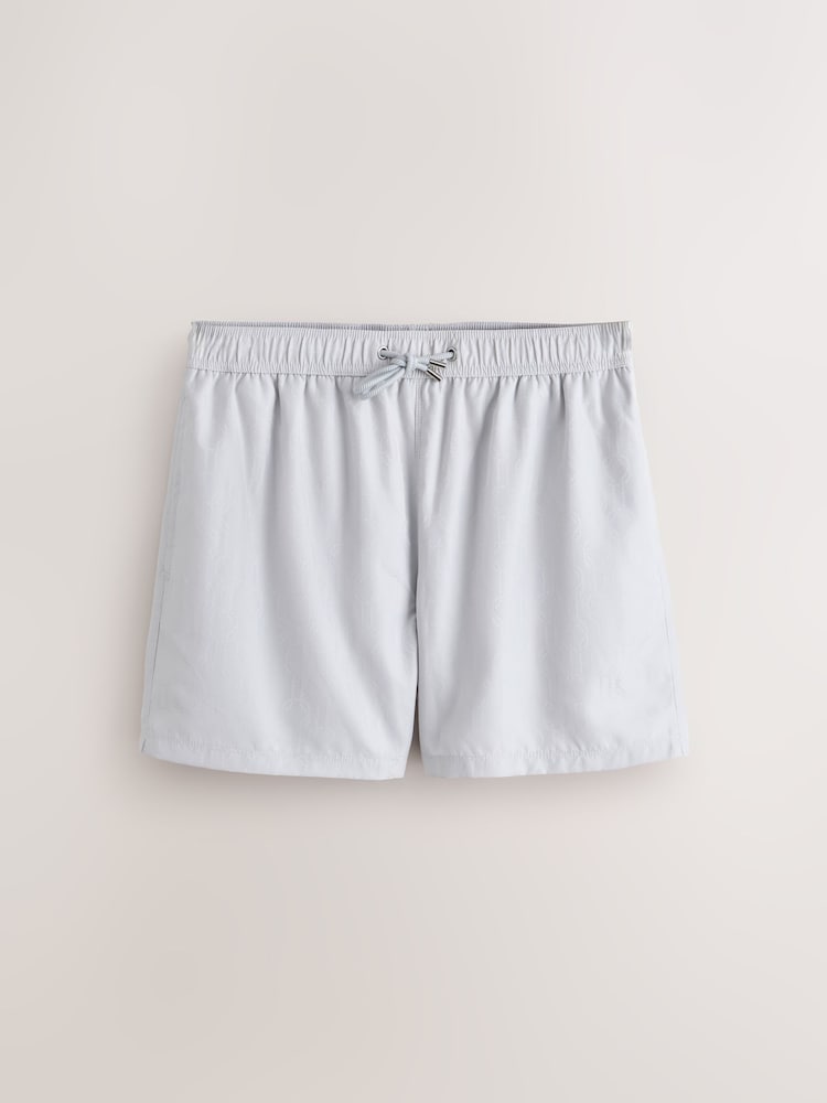 Grey N. Premium Geo Pattern 5 Inch Swim Shorts - Image 1 of 3 Grey N. Premium Geo Pattern 5 Inch Swim Shorts - Image 1 of 3