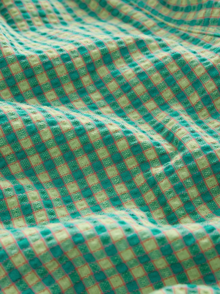 Green Gingham Seersucker 5 Inch Swim Shorts - Image 2 of 4 Green Gingham Seersucker 5 Inch Swim Shorts - Image 2 of 4