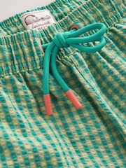 Green Gingham Seersucker 5 Inch Swim Shorts - Image 3 of 4