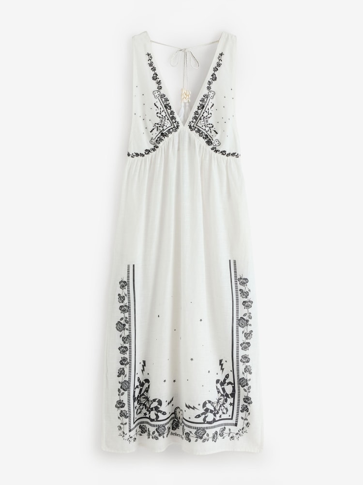 Rockett St George Cream Scarf Print Beach Dress - Image 1 of 3 Rockett St George Cream Scarf Print Beach Dress - Image 1 of 3