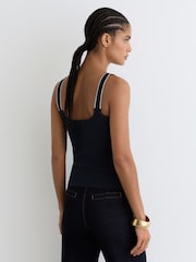 Reiss Navy/White Vinnie Stretch-Cotton Hardware-Detail Vest - Image 5 of 6