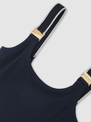 Reiss Navy/White Vinnie Stretch-Cotton Hardware-Detail Vest - Image 6 of 6