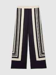 Reiss Black Caris Wide-Leg Scarf-Print Trousers - Image 2 of 7