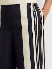 Reiss Black Caris Wide-Leg Scarf-Print Trousers - Image 4 of 7