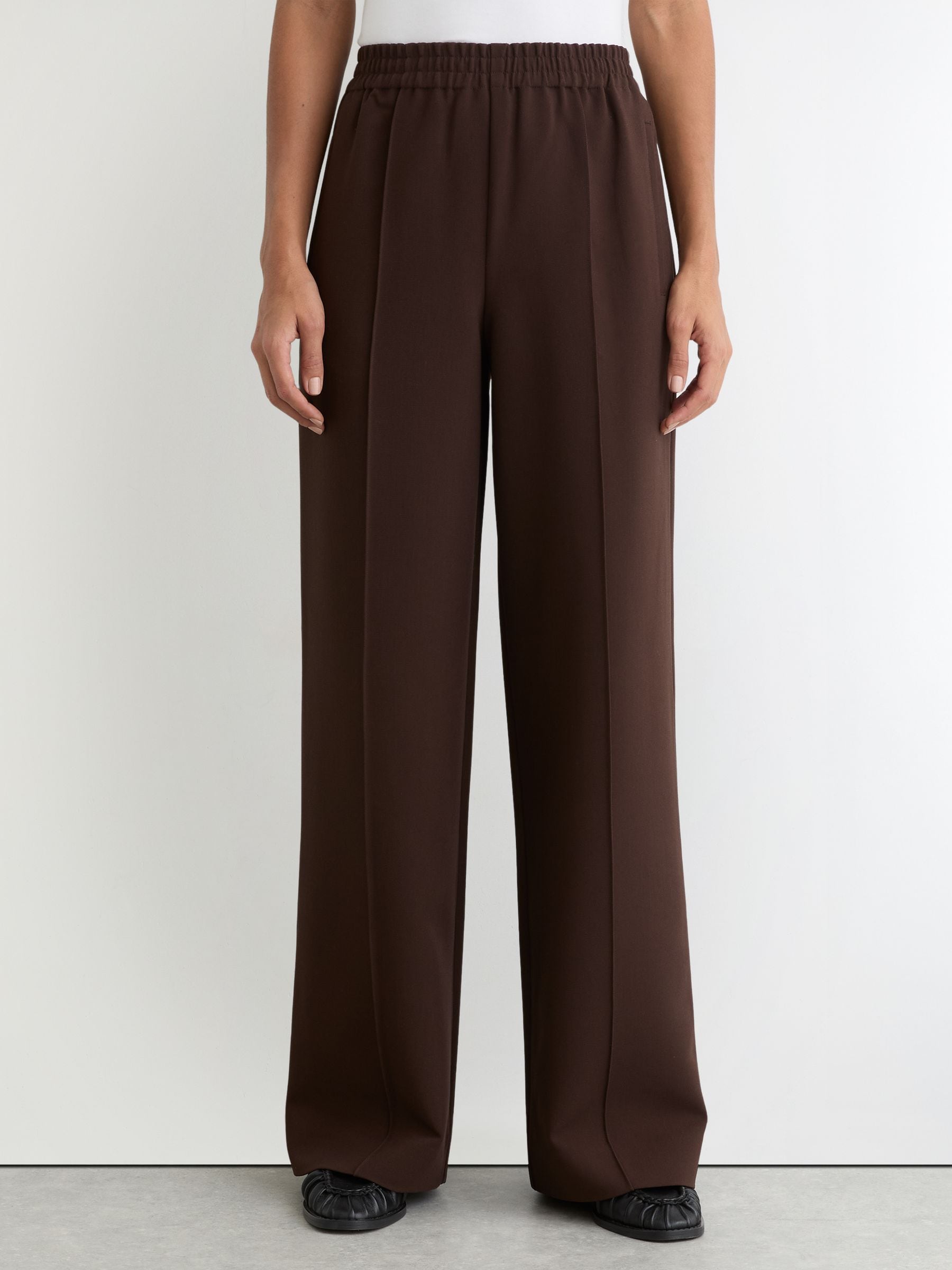 Buy Reiss Chocolate Brown Robyn Wide-Leg Elasticated-Waist