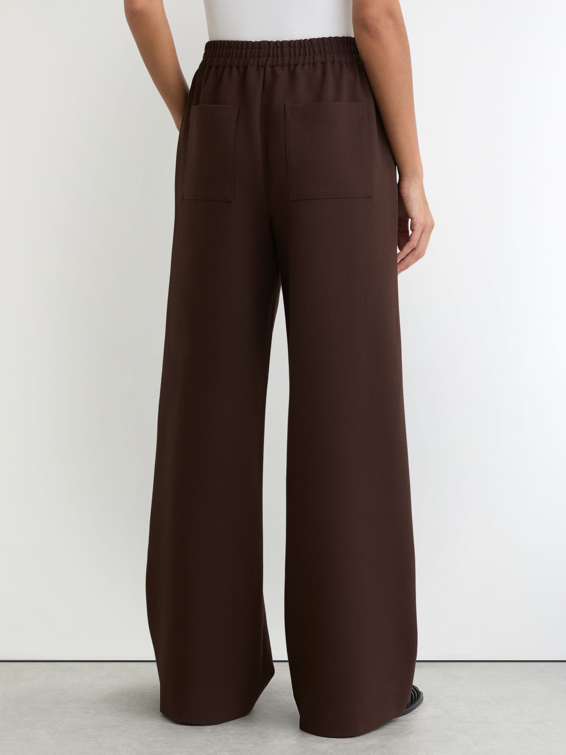 Buy Reiss Chocolate Brown Robyn Wide-Leg Elasticated-Waist