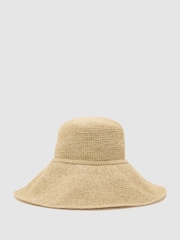 Reiss Natural Annetta Straw-Effect Beaded-Strap Hat - Image 1 of 4