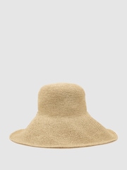 Reiss Natural Annetta Straw-Effect Beaded-Strap Hat - Image 2 of 4