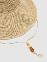 Reiss Natural Annetta Straw-Effect Beaded-Strap Hat - Image 3 of 4
