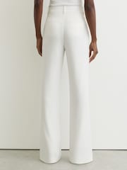 Reiss Ivory Quinn Petite Wide-Leg Seam-Detail Trousers - Image 5 of 8
