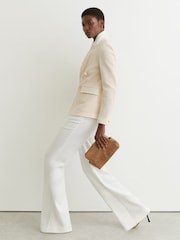 Reiss Ivory Quinn Petite Wide-Leg Seam-Detail Trousers - Image 6 of 8