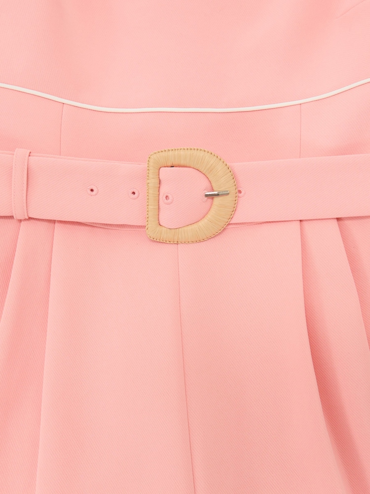 Reiss Pink Dia Tipped Wide-Leg Belted Jumpsuit - Image 7 of 7