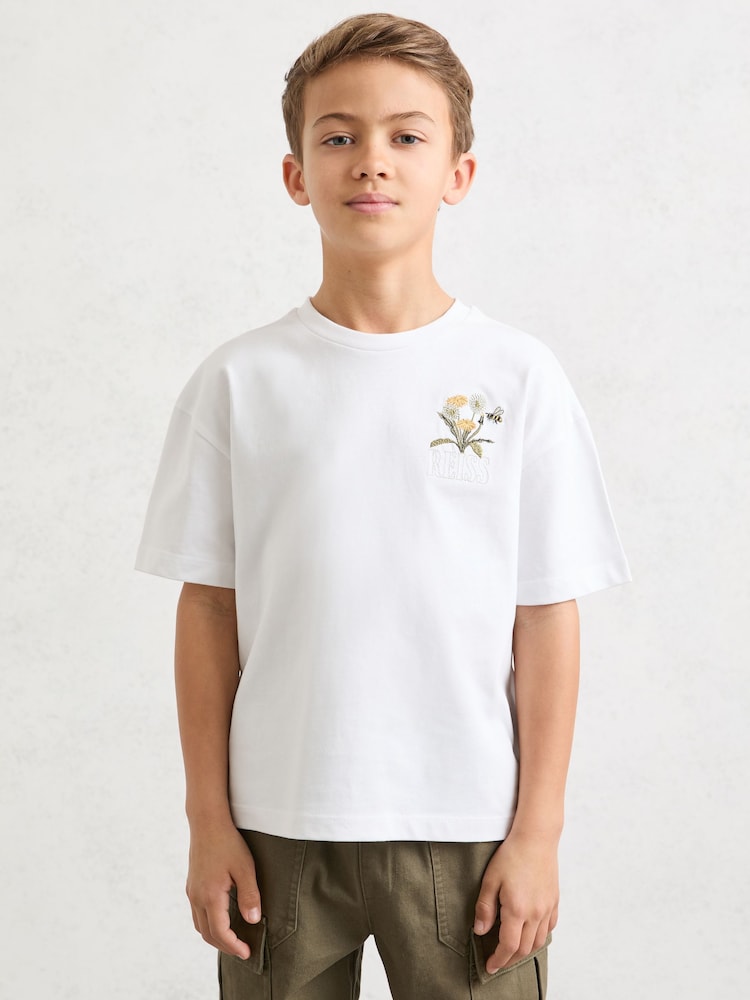 Reiss Dean Cotton Dandelion Logo T-Shirt - Imaginea 2 din 4