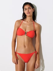 Reiss Coral Orange Riah Side-Tie Bikini Bottoms - Image 1 of 6
