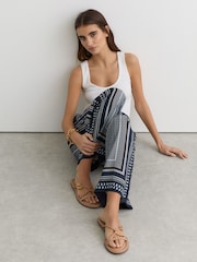 Reiss Nude Raina Leather Twist-Strap Flat Sandals - Image 1 of 5