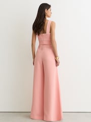 Reiss Pink Dia Petite Tipped Wide-Leg Belted Jumpsuit - Image 6 of 8