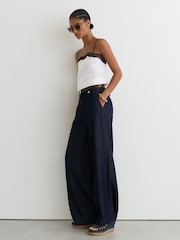 Reiss Blue Frances Denim Plaited-Strap Wedge Sandals - Image 4 of 6